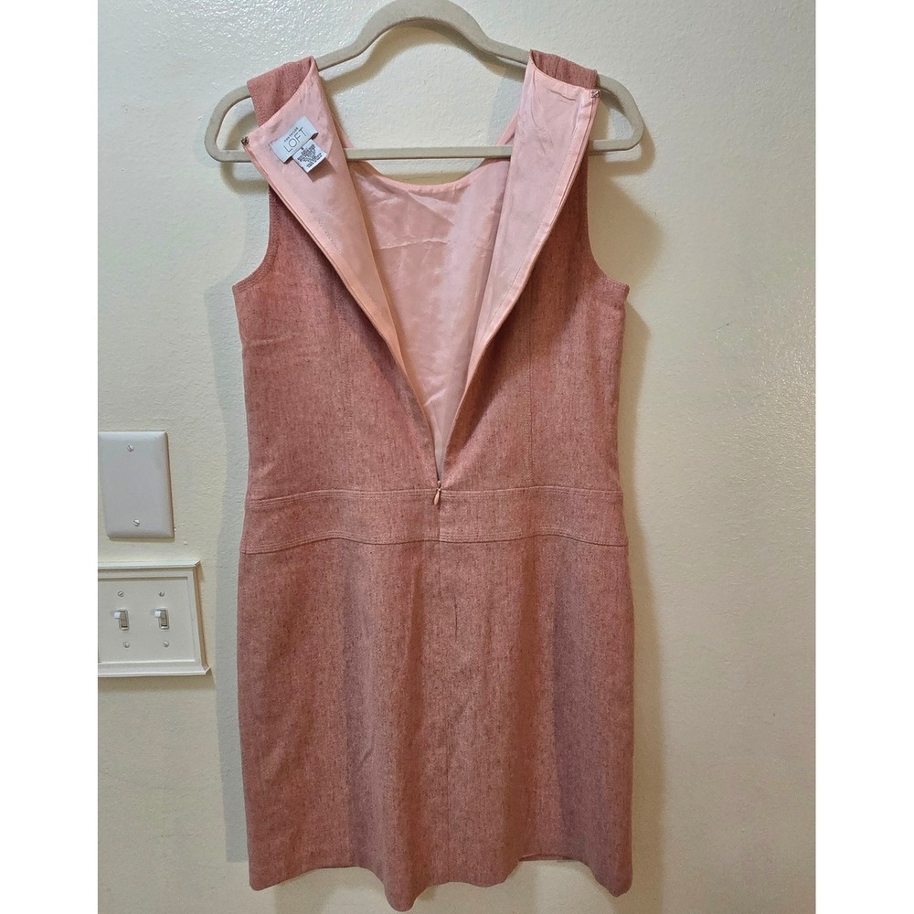 Ann Taylor LOFT Sheath Dress Size 8 Pink Wool Blend Tweed Sleeveless - Picture 8 of 11